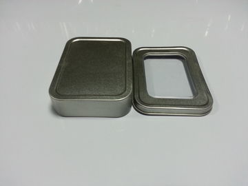 Китай Серебряные простые миниые жестяные коробки, квадратные ясные контейнеры подарка окна поставщик