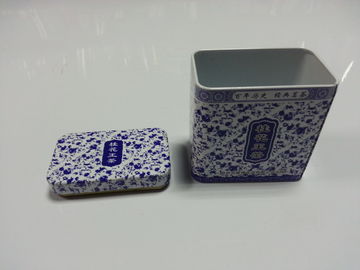 Китай Metal голубая плиты олова напечатанная прямоугольником и белая коробка фарфора, Tinplate 0.23mm поставщик