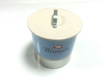 Китай Белые/голубые контейнеры печенья олова с крышкой/крышкой, 162x175 MM поставщик