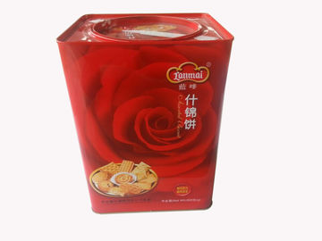 Китай Tinplate контейнеров 0.23mm печенья олова красного квадрата с круглой крышкой поставщик