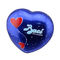 Металл коробки олова шоколада Баси сформированный сердцем может с низкопробным голубым цветом поставщик